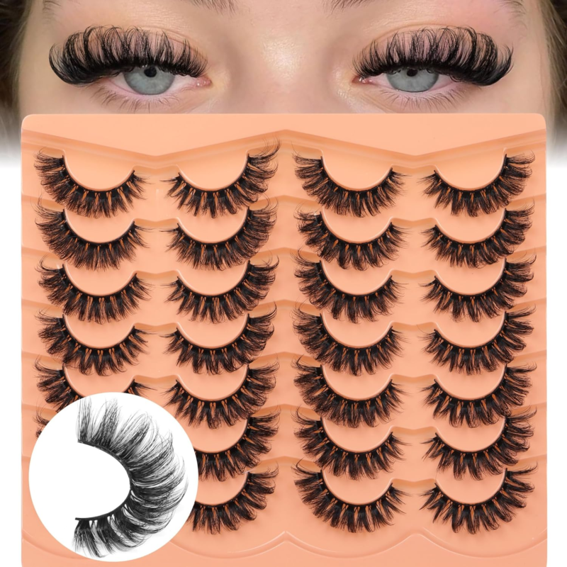 Fluffy d Curl Cat Eyelashes 6D Volume, 14 Pairs Pack