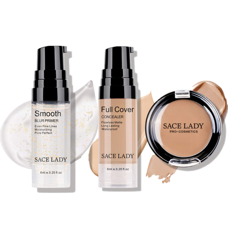 SACE LADY 3Pcs Face Make up Set Full Coverage Concealer & Cream Corrector
