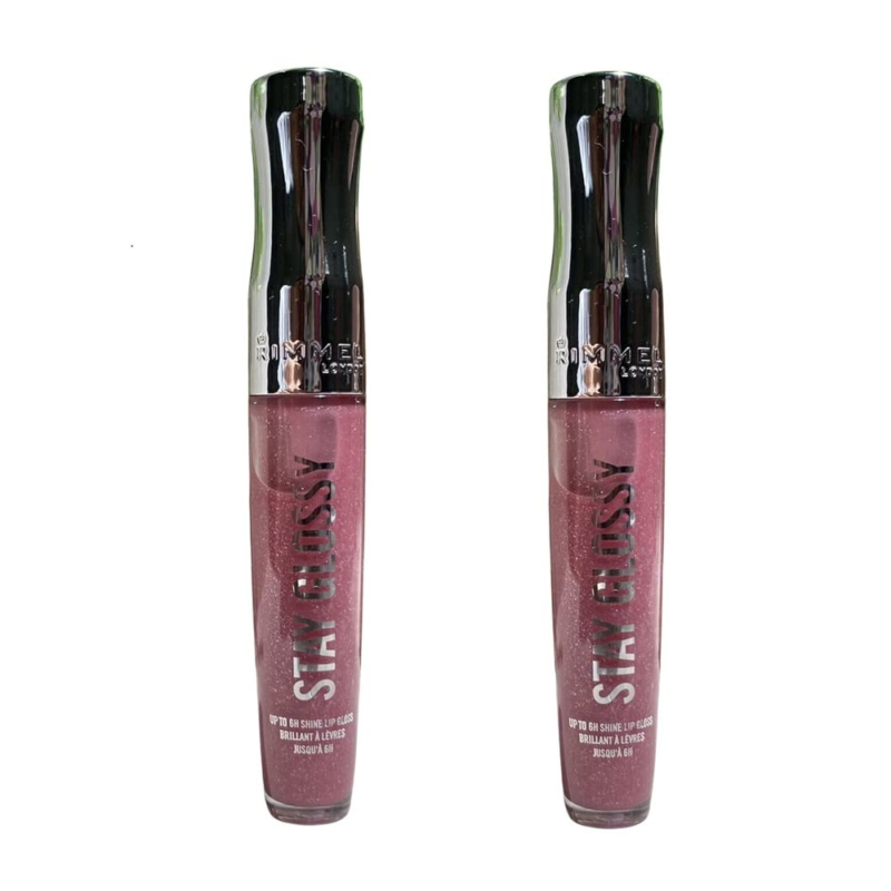 RIMMEL Pack of 2  Stay Long lasting Lip Gloss, Stay My Rose