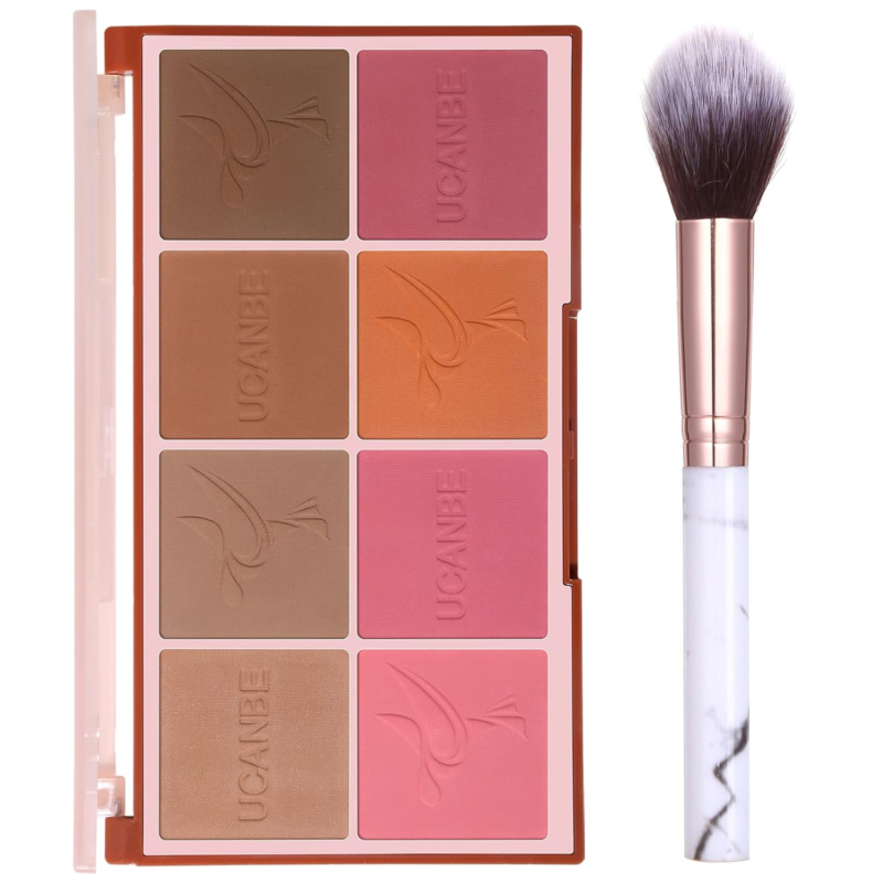 MARBUROLY 8 Colors Face Matte Blush Palette with Brush