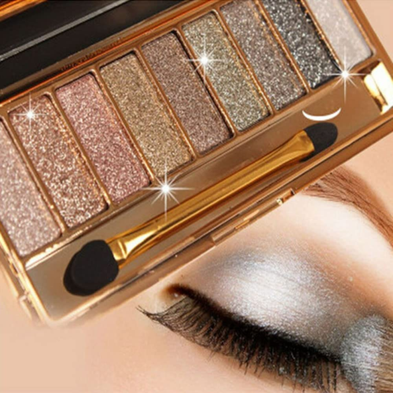 COLILOVE 9 Colors Eyeshadow Palette with Brush and Mirror Shimmer, Diamond Bright