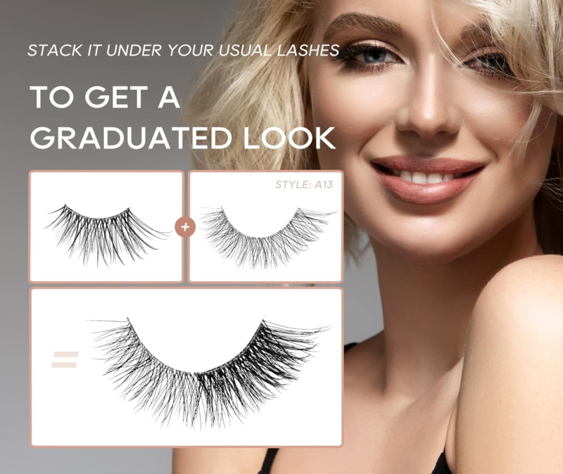ONLYALL Half Wispy End Lashes Corner Eyelashes 3/4 Clear Band 7 Pairs - Image 2