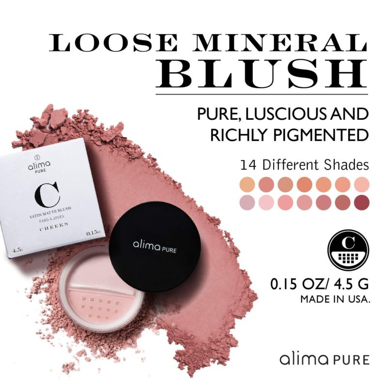 ALIMA PURE Loose Mineral Powder Blush Makeup, Tint Face with Satin Matte Finish, Pink Talc Free - Image 2