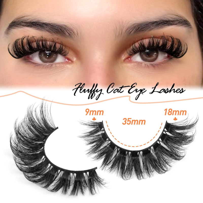 Fluffy d Curl Cat Eyelashes 6D Volume, 14 Pairs Pack - Image 2