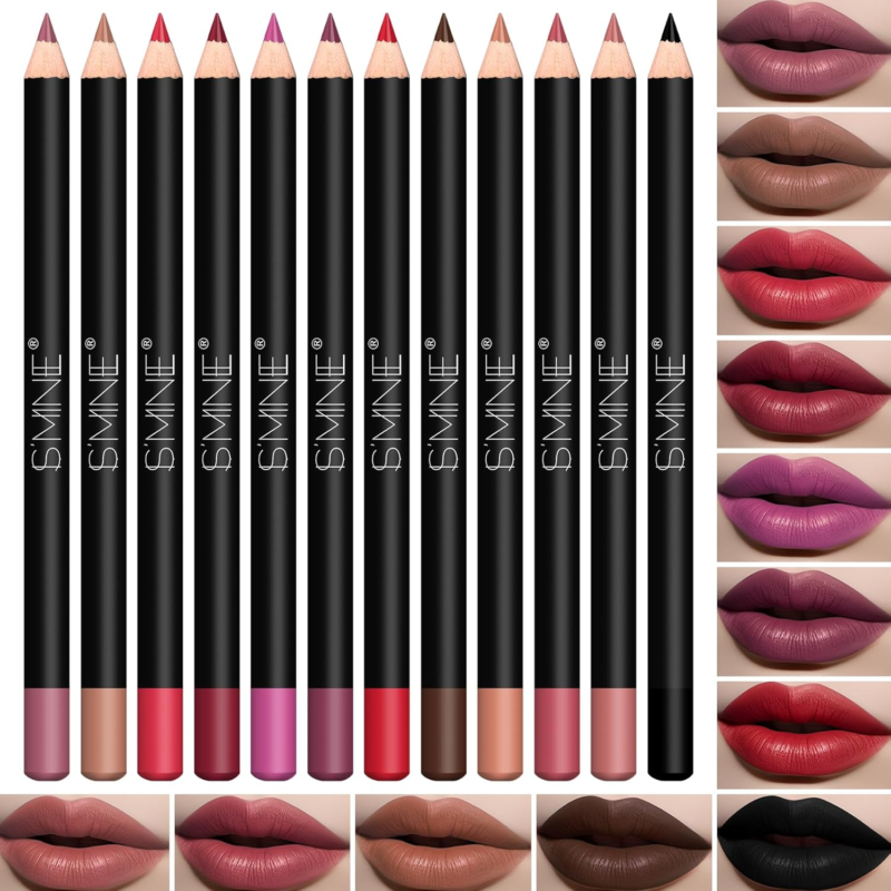 IS'MINE Matte Lip Liner Set - 12 Assorted Colors High Pigmented Natural Lip Makeup