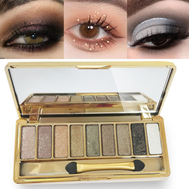 COLILOVE 9 Colors Eyeshadow Palette with Brush and Mirror Shimmer, Diamond Bright - Image 2