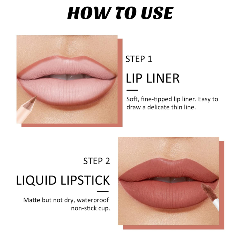 BOOBEEN Liquid Matte Lipstick and Lip Line Pencil Set - Image 2