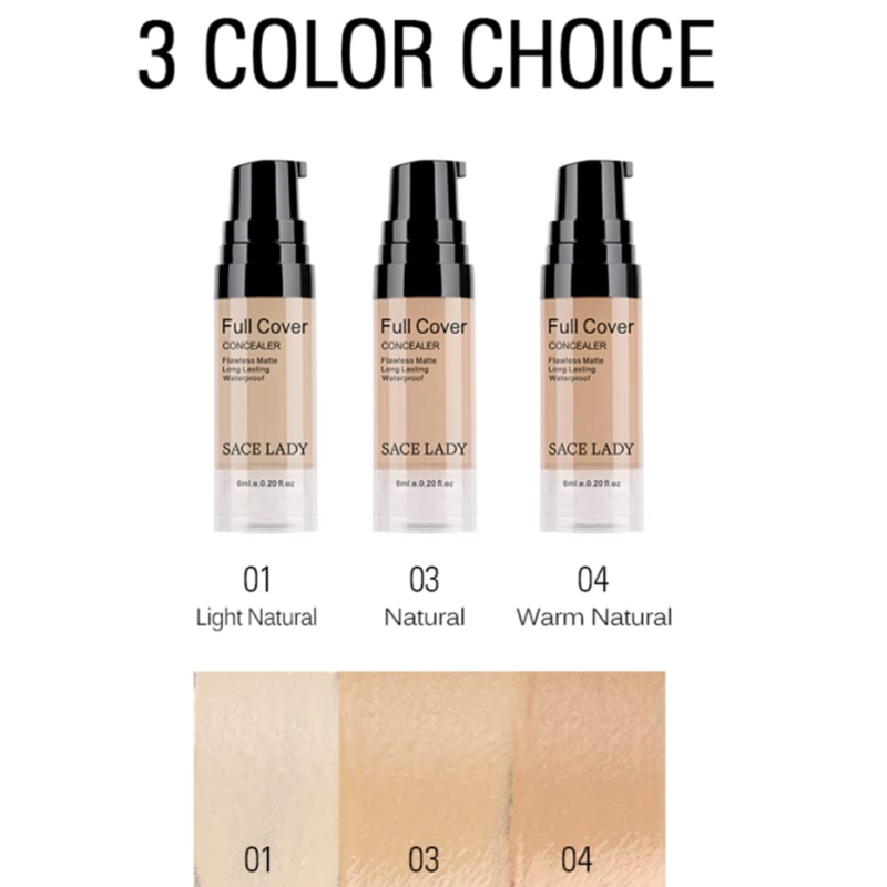 Pro Full Cover Liquid Concealer, Waterproof Smooth Matte Flawless Finish Creamy Concealer Foundation Corrector for Eye Dark Circles Spots Face Concealer Makeup Base, 6Ml/0.20Fl Oz - Image 4