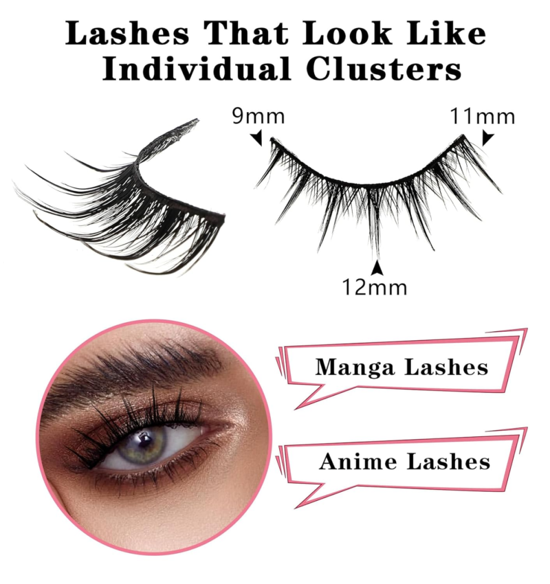 HEASY Manhua Natural Anime Lashes10 Pairs Spiky Faux Minky/Wispy Korean Japanese Look like Individual Cluster - Image 2