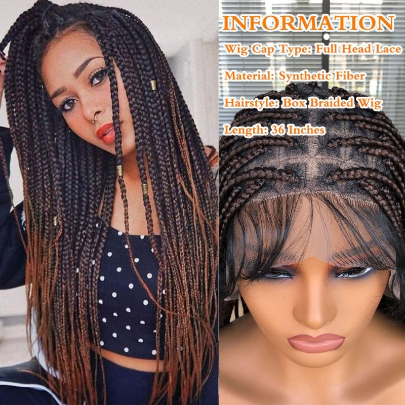 RUNM Full Double Lace Front Box Braided Wigs 36" - Image 2