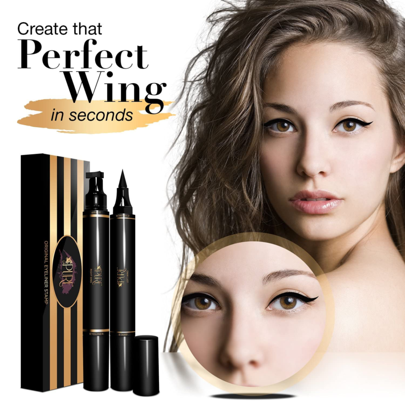 LA PURE Black Wing Eyeliner Stamp Pens 2X Liquid Cat Eye