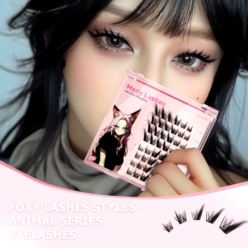 MEDY LASHES Fox Series Segmented Eyelashes Natural Simulatio, Thick Single Cluster