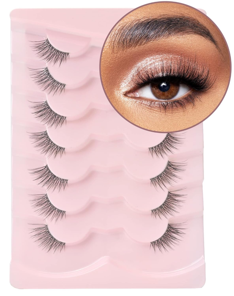 ONLYALL Half Wispy End Lashes Corner Eyelashes 3/4 Clear Band 7 Pairs