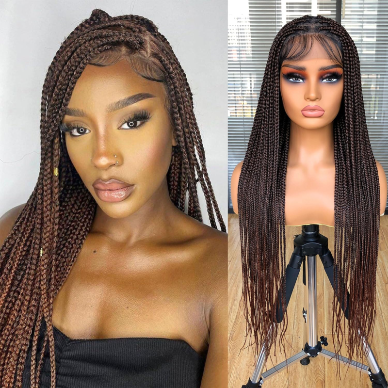 RUNM Full Double Lace Front Box Braided Wigs 36"
