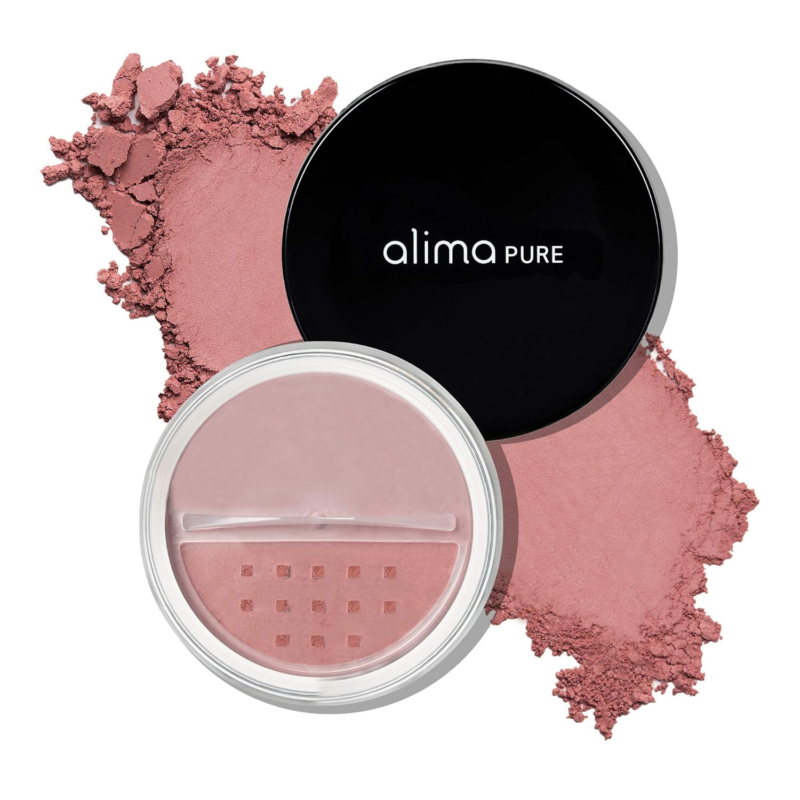 ALIMA PURE Loose Mineral Powder Blush Makeup, Tint Face with Satin Matte Finish, Pink Talc Free