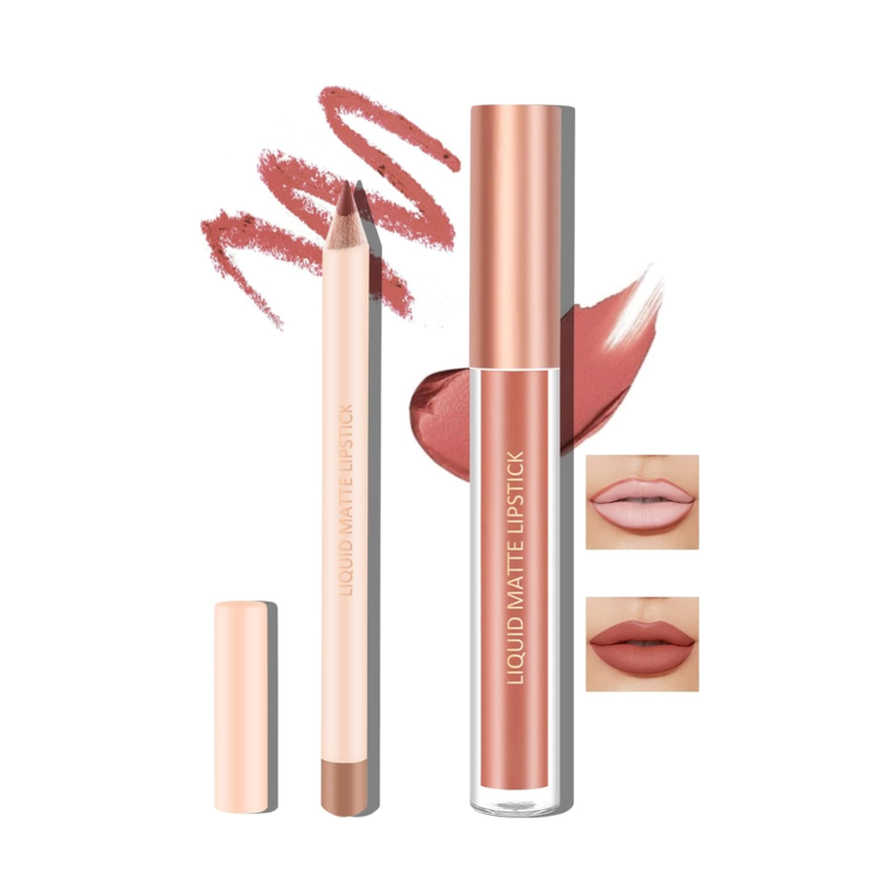 BOOBEEN Liquid Matte Lipstick and Lip Line Pencil Set