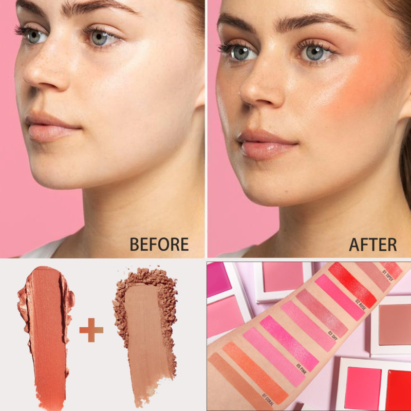 BEUSELF Coral Highly Pigmented Powder Cream Dewy Finish Duo Blush (07#) - Image 3