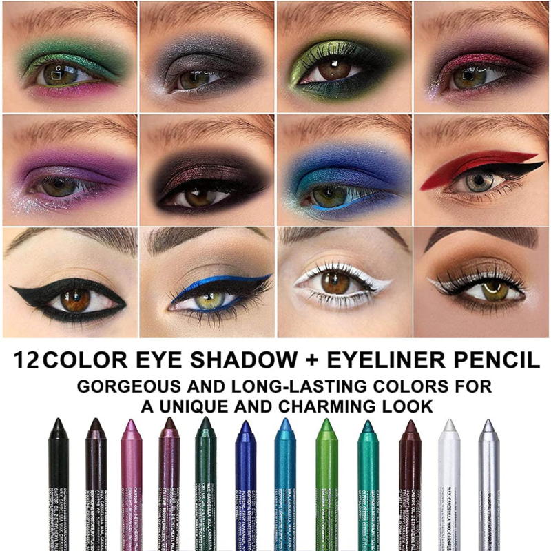 EVPCT 12Pcs Color Gel Glitter Eyeliner Pencils Set