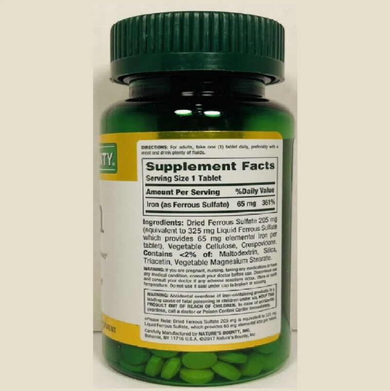 NATURE'S BOUNTY Iron Red Blood Cell Production 65Mg Mineral Supplement - Image 2