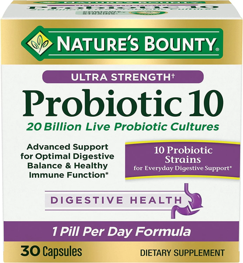 NATURE'S BOUNTY Probiotic 10, Ultra Strength Daily Digestive Support & Immune Supplement