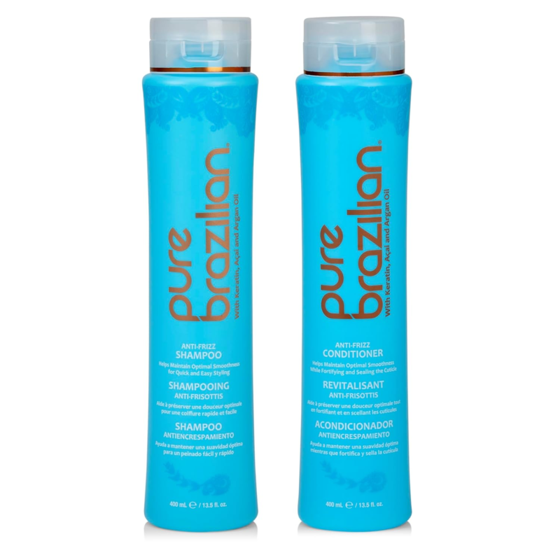 PURE BRAZILIAN Anti-Frizz Treatment Daily Shampoo & Conditioner Hair Set