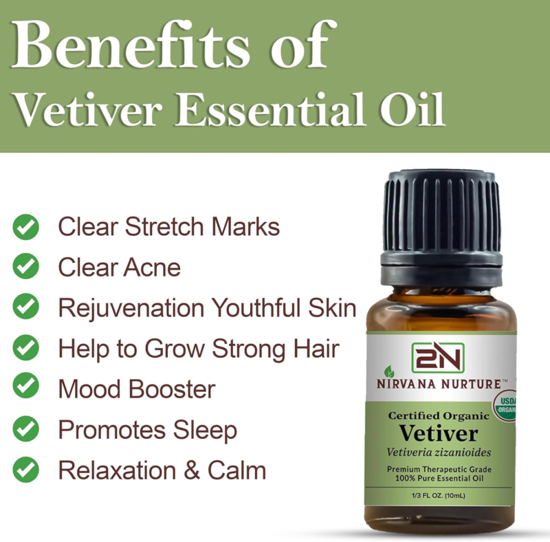 NIRVANA NURTURE Vetiver Essential Oil Pure Premium Therapeutic Grade - Image 2