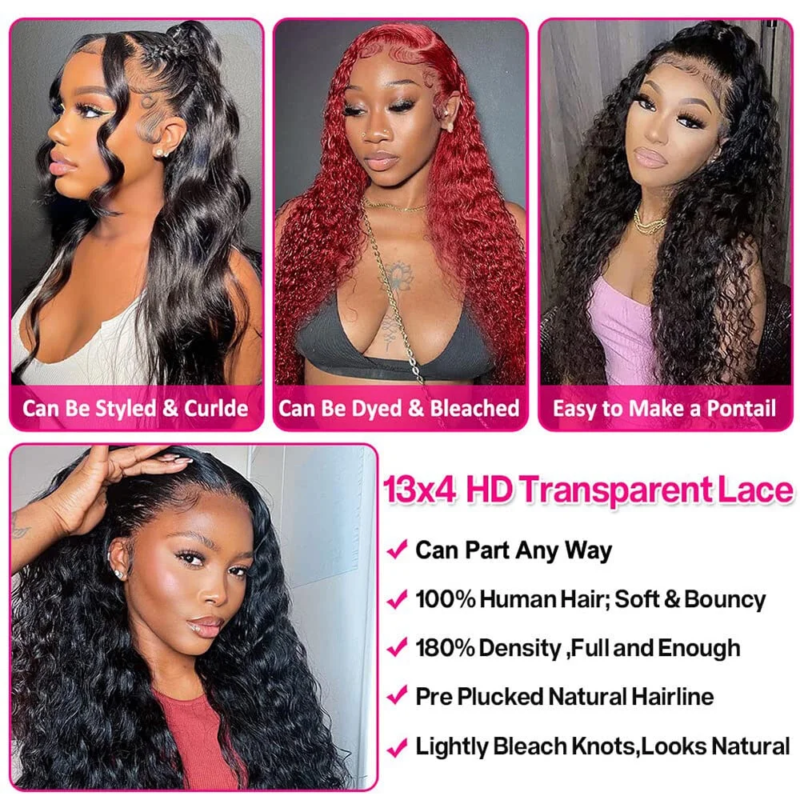 Brazilian Human Hair Water Wave HD Front Lace Wig18 Inch - Image 5