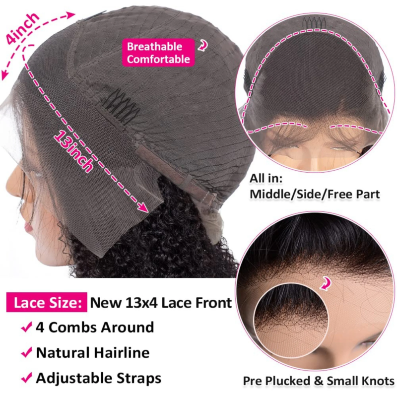 Brazilian Human Hair Water Wave HD Front Lace Wig18 Inch - Image 4