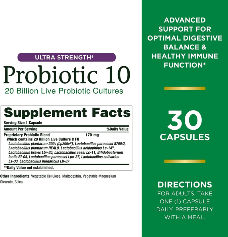 NATURE'S BOUNTY Probiotic 10, Ultra Strength Daily Digestive Support & Immune Supplement - Image 2