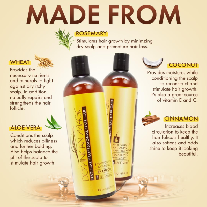 DOMINICAN MAGIC Hair Follicle Anti-Aging, Strengthening Shampoo with Rosemary to Stimulate Hair Growth - Image 2