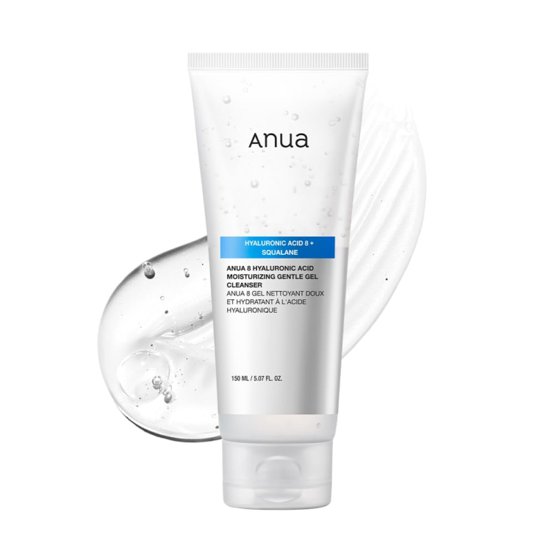 ANUA Moisturizing Gentle Gel Cleanser, Hyaluronic Acid, Squalane, Ceramide, Foaming Ph Balance, Daily Hydrating Face Wash