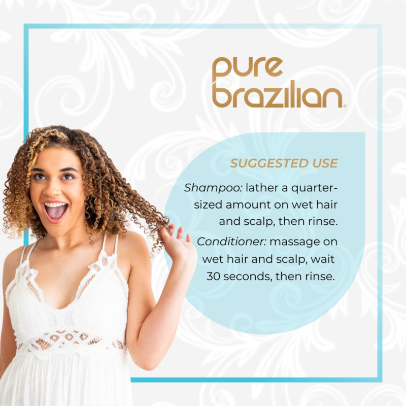 PURE BRAZILIAN Anti-Frizz Treatment Daily Shampoo & Conditioner Hair Set - Image 2