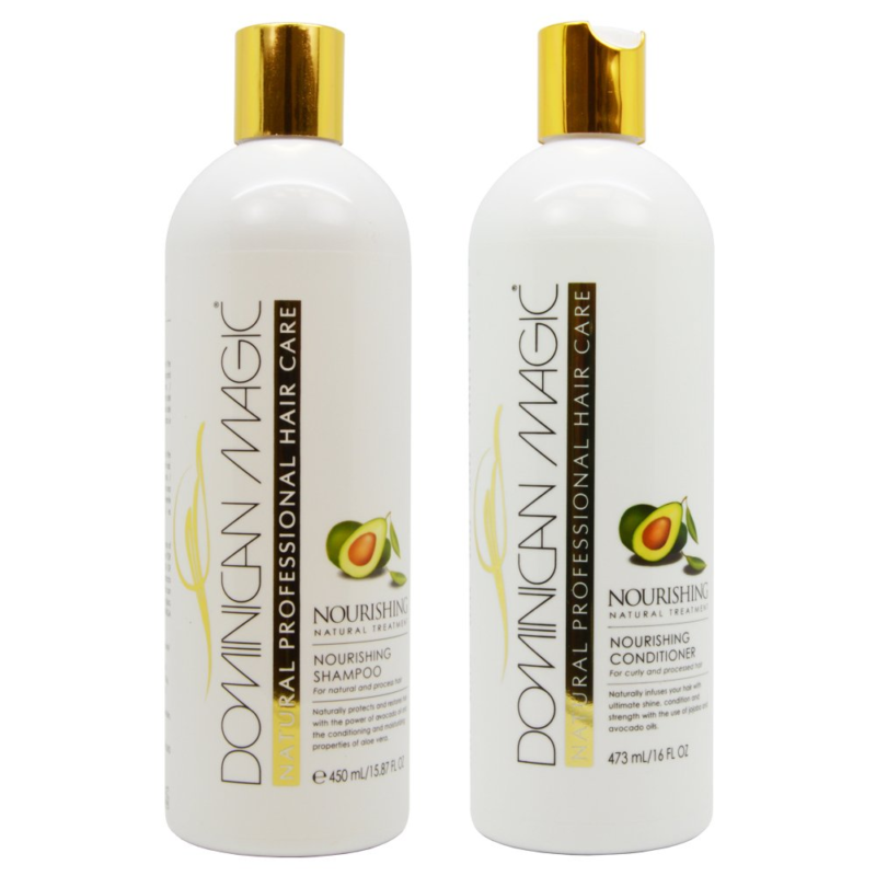 DOMINICAN MAGIC Nourishing Moisturizing Shampoo & Hydrating Conditioner Duo Set with Infused Avocado Oil and Aloe Vera