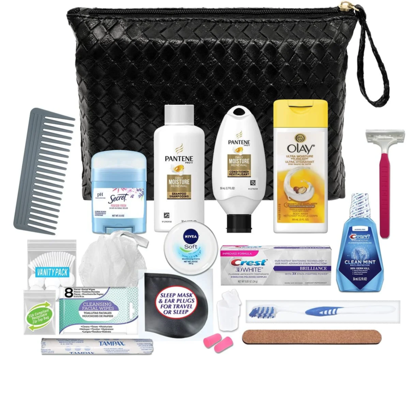 OLAY Premium 20-Piece Kit with Travel Size TSA Compliant Essentials in Stylish Cosmetic Bag
