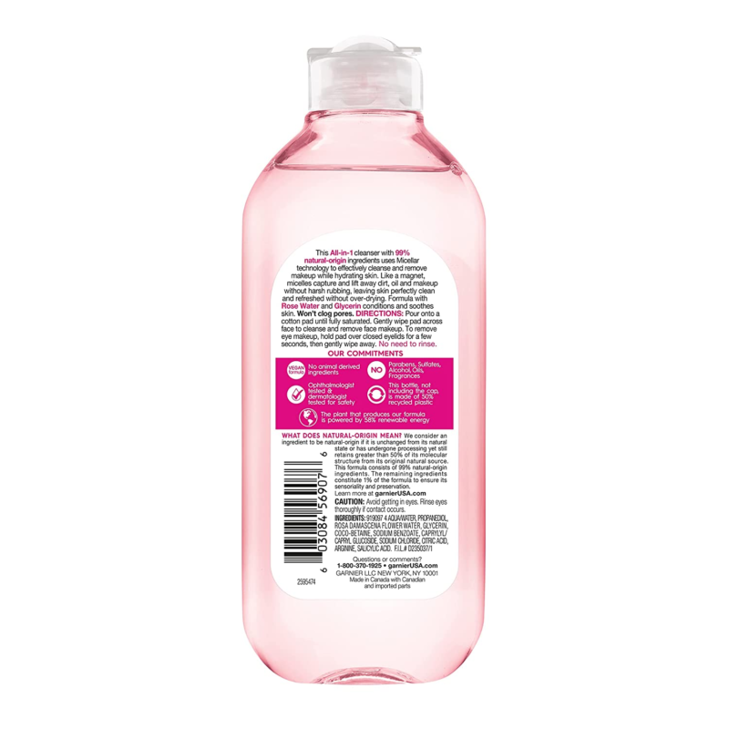 Micellar Water with Rose and Glycerin, Hydrating Facial Cleanser & Makeup Remover - Image 2