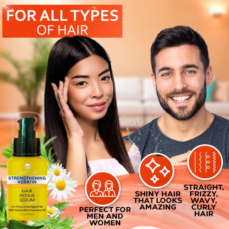 BELLISSO Keratin Hair Serum - Heat Protection Treatment and anti-Frizz Control - Image 5
