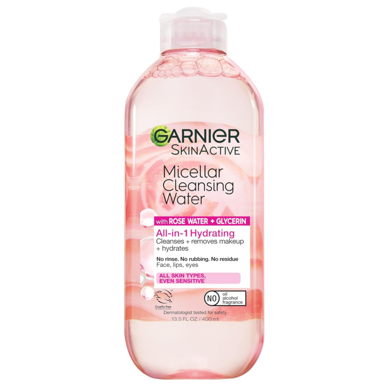 Micellar Water with Rose and Glycerin, Hydrating Facial Cleanser & Makeup Remover